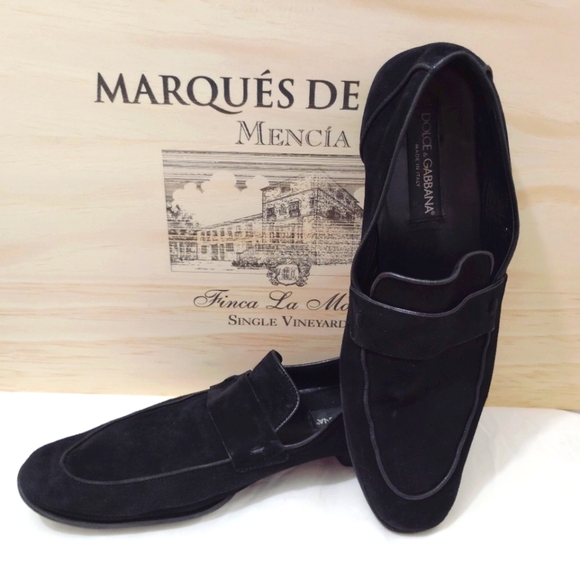 Dolce & Gabbana Black Suede Loafers Italian Leather Made In Italy US 7 1/2 Used - Picture 2 of 15
